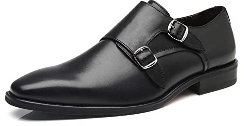 La Milano Mens Double Monk Strap Slip-on Loafer Oxford Formal Business Casual Dress Shoes for Men black Size: 8 UK