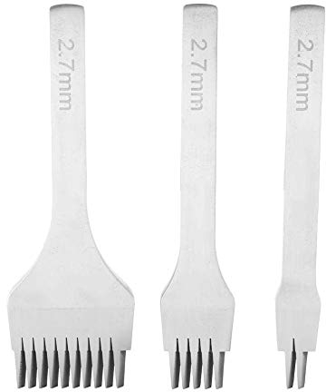 Herramienta de Cuero Profesional - Punzón 2/5/10 Punta de Cincel en Ángulo Francés para Artesanía, Costura de Cordones y Perforado [2.7mm] - Leznas