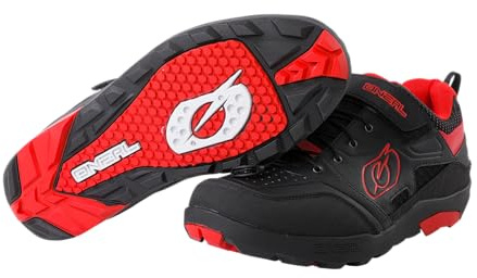 O'NEAL | Mountainbike-Schuhe | MTB Downhill Freeride | Vegan | Hoher Grip, Schnellschnürsystem für perfekte Passform, Mesh-Belüftung | Traverse Flat Shoe | Erwachsene | Schwarz Rot | Größe 40