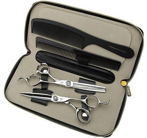 JIESENYU Set di forbici professionali da barbiere in acciaio inox, 15,2 cm, per parrucchieri, diradamento, uso domestico (set)