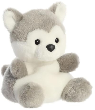 Aurora Palm Pals, Busky The Husky Dog, Soft Toy, 33474, 5 inches, Grey and White