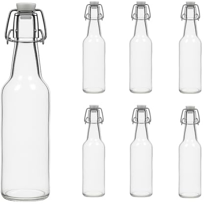 hocz 6x leere Bügelflaschen 500ml zum Befüllen Typ B Weiß - Flaschen mit Bügelverschluss - 6er Bügel Glasflaschen Set für Bier, Saft, Likör, Öl, Saucen - 6 Stück, 500 ml, Weiß, Typ B