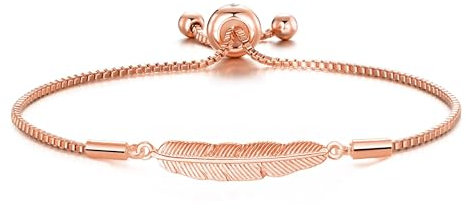 Philip Jones Rose Gold Plated Feather Friendship Bracelet Created with Zircondia® Crystals