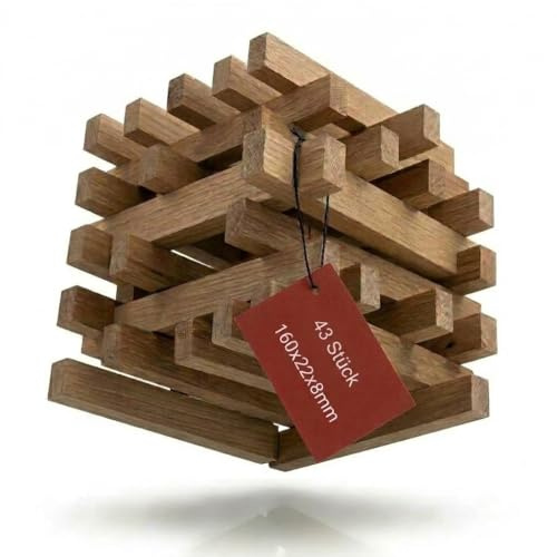 ALEKO Premium Holzbausteine Natur, aus Eiche, Stäbchen aus Eiche, perfekte Abmessungen der Bausteine für DIY Projekte Basteln mit Holz, Bauklötze (22 x 8 x 160-43 Stück)