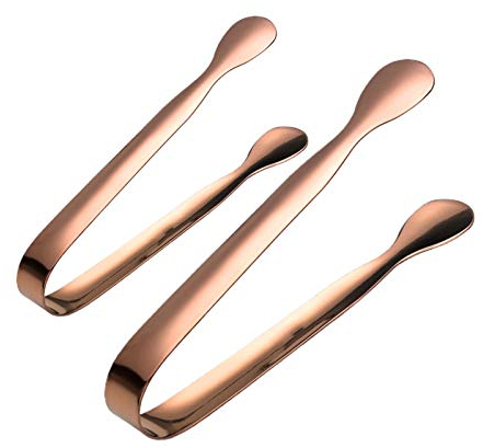 Pinze da zucchero, 2 pinze per ghiaccio a forma di U, in acciaio inox, mini pinze da portata per antipasti, piccole pinze da cucina, per matrimoni, feste di compleanno, cucina, bar, caffè, oro rosa