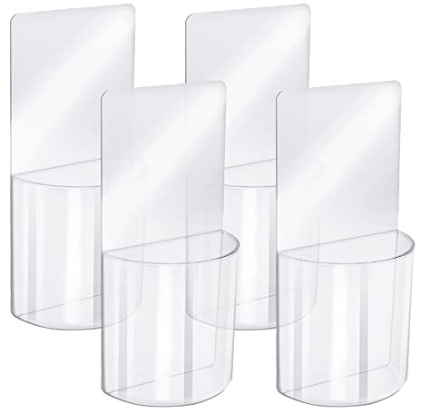 TIE-DailyNec soporte para control remoto de 4 piezas, organizador de medios de acrílico para montaje en pared, organizador de medios transparente, soporte para control remoto de TV