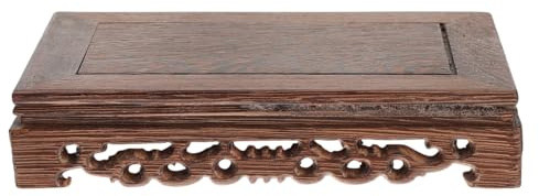 Zerodeko Wooden Flowerpot Base 6.69X4.33 Inch Rectangular Carving Display Pedestal for Bonsai Plant Stand Teapot Holder Decorative Storage Base