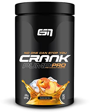 ESN Crank Pump Pro, Peach Iced Tea, 450 g, Pre Workout Booster - made in Germany