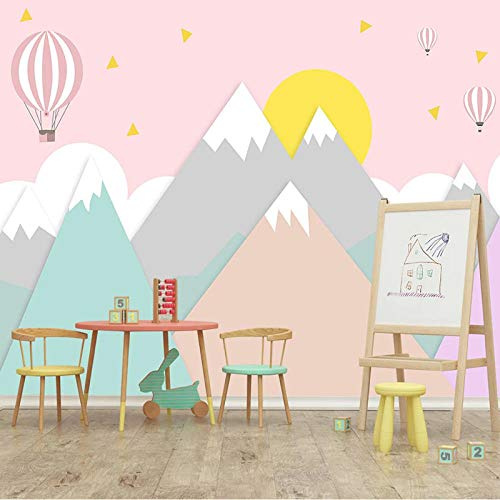 TIANZXS Fototapete 3D Cartoon Heißluftballon Geometrische Kinder Schlafzimmer Kindergarten Hintergrund Wandbild Kinder Tapete -300x210cm