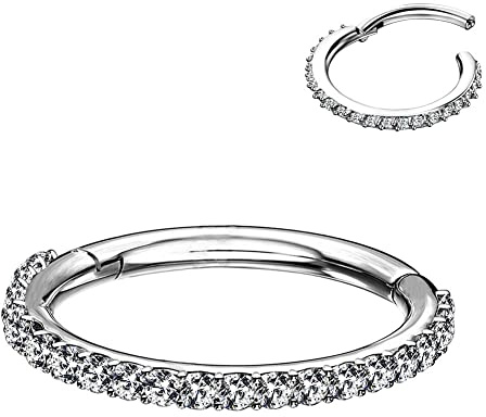 Oufer - Piercing per elice, padiglione auricolare 18 g, 20 anello da donna in acciaio chirurgico 316 L con zirconia cubica, a clip, il naso, orecchio, trago, cartilagine, gioiello
