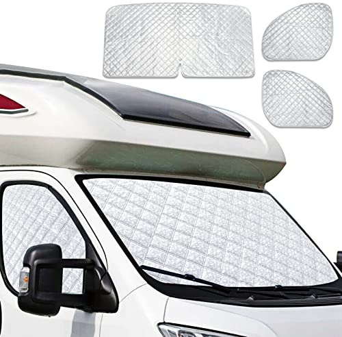 Drive Rv Windshield Cover, Fiat Ducato Windscreen Cover, for Model Ducato Model 2016 (Type 290), Privacy Protection Uv Protection Thermal Mat Fiat Ducato Classic Accessories