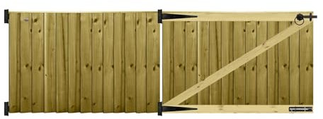 Premier Garden Supplies PGS Feather Edge Semi-Braced Capped Flat Top Made to Measure Driveway Gates Measurements Height <3ft (90cm) x Width: 244cm - 274cm +450mm Hinge Ring Latch Kit