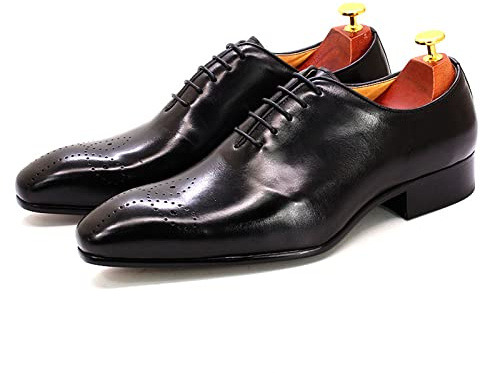CBVVQFB Chaussures Oxford classiques en cuir pour homme – Chaussures habillées respirantes et décontractées, parfaites pour les mariages, les fêtes et les événements d'affaires, noir-45