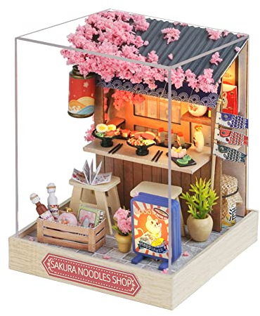 HJBHDOLL Miniature Store Maison de poupées avec couvercle anti-poussière - Meuble en bois - Kit maison de poupée à faire soi-même - Lumière LED - Pour chambre créative - Cadeau d'anniversaire pour