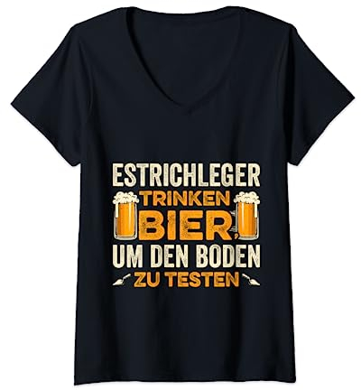 Estrich Legen Für Estrichleger Estrichbauer Handwerker T-Shirt mit V-Ausschnitt