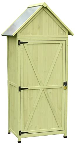 Tall Garden Storage Cabinet, Backyard Tool Storage Shed, With Waterproof Roof, Feet & Adjustable Shelves, Wooden Outdoor Garden House, For Mower (Size : B) (A)