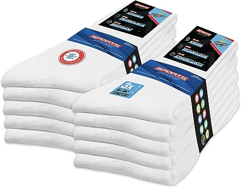 SOXCO Chaussettes Homme Sport 43-46 10 Paires Hautes, Lot de 10 Paires (EU 43 46, Blanc)