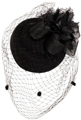 Ro Rox Net Bow Fascinator Hat Beaded Retro Pinup 40s 50s Wedding Party, blackone