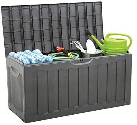 THINIA HOME Baúl Exterior de Resina para Jardín, Terraza o Balcón | Arcón Impermeable para Objetos y Juguetes | 340 Litros | 118x53x57cm