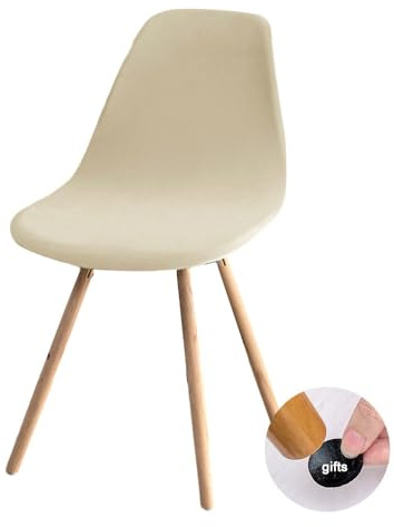 Highdi Samt Schalenstuhl Bezug, Stuhlbezug 1/2/4/6 er Set Stuhlbezüge Stretch Esszimmerstühle Bezug Moderne Elastischer Stuhlhussen Abnehmbar Waschbar Küchenstühle Husse (6PCS,Beige)