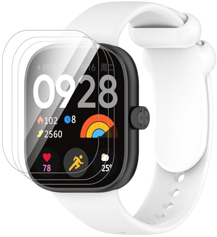 GIOPUEY Correas Compatible con Redmi Watch 4, [2 in 1] TPU Silicona La Correa + 3 Piezas Protector de Pantalla, [Resistente al Desgaste] [Transpirable] Pulsera - White