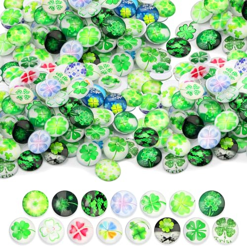 100 unidades de trébol de cuatro hojas coloridas para niños, 12 mm, piedras de cristal, piedras de mosaico para manualidades, piedras de la suerte, piedras preciosas, piedras preciosas, cabujones para
