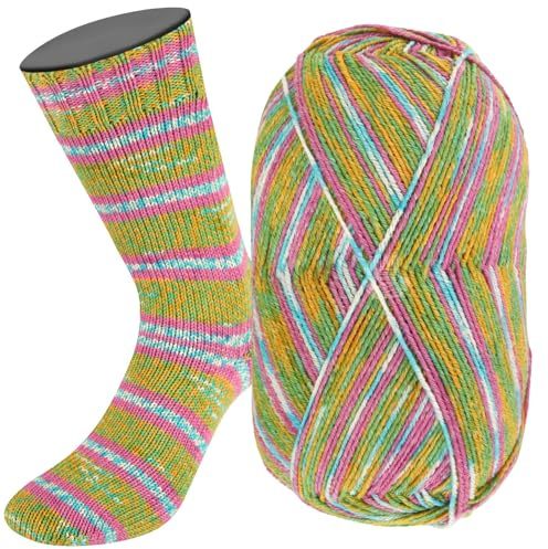 LANA GROSSA Meilenweit Cotone Vegano Baia| 4-fädiger Baumwoll-Sockenklassiker, waschmaschinenfest | Handstrickgarn aus 76% Baumwolle, 14% Polyamid & 10% Polyester | 100g Wolle | 420m Garn FB1516