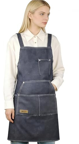 Small snail Unisex Blaue Denim Kochschürze Malerei Jeansschürze für Männer Frauen Friseur Töpferschürze mit Taschen Gastro Schürzen für Grill Café Kellner