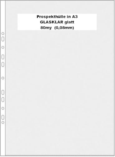 PS-Handelshaus 50x A3 Prospekthülle glasklar & glatt Hochformat | 50x A3 Sichthülle aus 80my Folie. Dokumentenecht, recycelbar & ohne Aufdruck. Perfekt für große Aushänge.