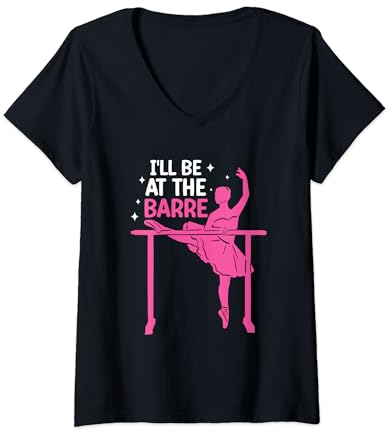 Damen Barre Ballett Ballerina Tanzende Spitzentänzer Theater Tanz T-Shirt mit V-Ausschnitt