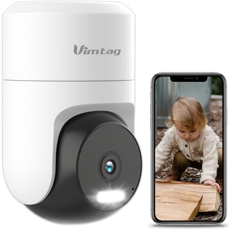 Vimtag 2.5K Outdoor Camera, 360° Cameras House Security, 2.4G WiFi Security Camera Outdoor with Phone App, Color Night Vision, Motion Tracking, AI Detection & Siren, IP66 Waterproof, SD/Cloud Storage
