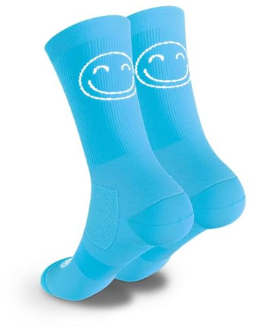 HappyTraining Sport-Socken, atmungsaktiv, temperaturregulierend, verstärkter Fersen- und Zehenbereich, perfekt für Laufen, Crossfit, Radfahren, Blau/Türkis, 34-37