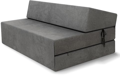 FDM Materasso pieghevole Suzi Maxi 120 x 200 cm, in schiuma fredda, altezza 14 cm, grado di durezza H3, adatto alle persone allergiche, rivestimento Trinity, lavabile in grafite