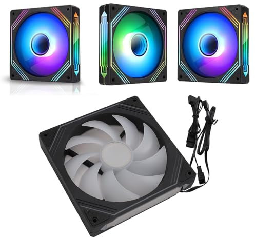 140mm ARGB PWM Chassis Fan, DIY Colorful Speed Adjustable Case Fans, Anti-Vibration Pads, 5V 3-PIN Connector Quiet Cooling Fan for CPU Cooler, Radiator, PC Chassis (Regular Black)