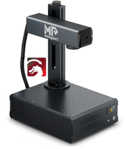 Monport GA 100W MOPA Faserlaser Graviermaschine Farb Markierungsmaschine mit Autofokus hohe Präzision, Desktop Laser Gravur Gerät, 175 x 175 mm Arbeitsbereich Laser Cutter für Metall Holz