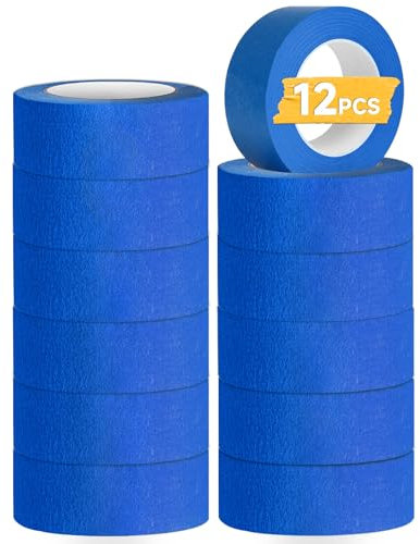 Hsxfl Premium Masking Tape for Painting, 12 Rolls 24 mm x 20M Decorators Tape Multi Surface Painting Tape for Painting Artists Decorating