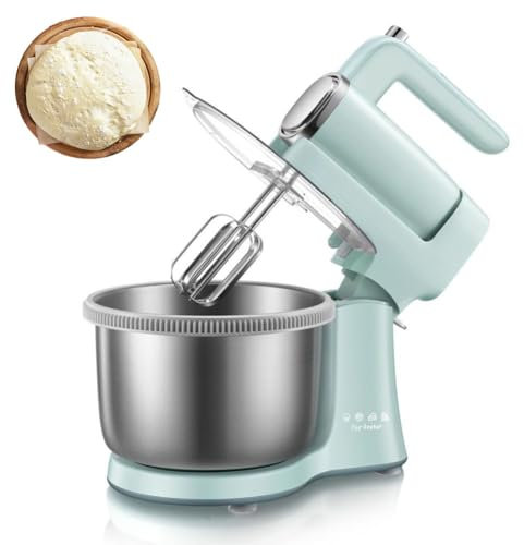 Mélangeur à gâteau avec Bol et Support, mélangeurs Alimentaires 300 W, Batteur sur Socle à gâteau à 9 Vitesses, Batteur sur Socle de Grande capacité de 4 L avec 2 fouets et 2 Crochets pétrisseurs
