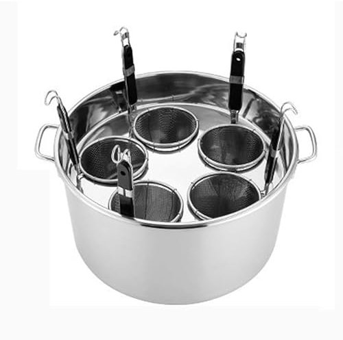 Utensile per la Cottura della Pasta con cestello scolapasta a 5 Fori, Ideale per Pasta, tagliatelle, Gnocchi e zuppe.