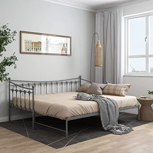 Festnight Tagesbett Ausziehbar 90x200 cm Ausziehbett Metall Ausziehbares Bett Kinderbett Gästebett Sofabett Jugendbett Funktionsbett Bettsofa Schlafsofa Einzelbett Doppelbett Bettgestell