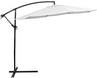 HERSIG - Sombrilla Terraza Exterior - Parasol Jardin Ø300 cm - Parasol Terraza Exterior con Manivela - Sombrilla Jardin Grande Soporte Metálico - Protección Solar para Jardines y Terrazas - Blanco