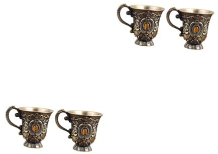 MAGICLULU 4pcs Retro Style Shot Glasses Engraved Flower Wine Glasses Shot Glass Multi-Function Cup for Parties
