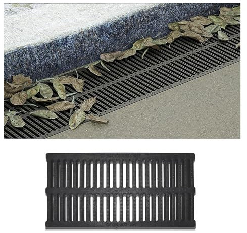 grille caniveau exterieur Lot De 5 Grilles De Drainage Extérieures Noires Pour Canal/gouttière En Ciment, Grille De Drainage En Plastique Lourd, Couvercle De Tranchée, Couvercle De Drain Français(50x2