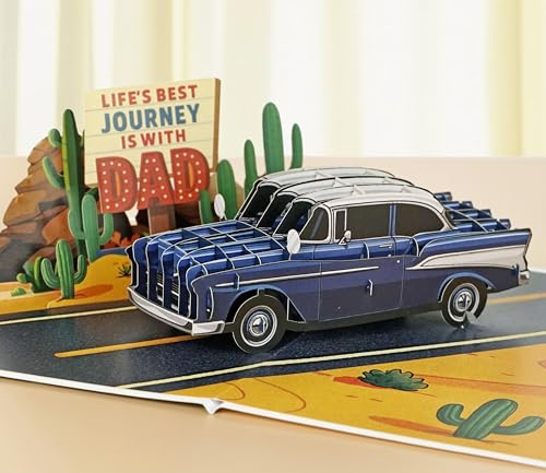 CUTPOPUP Oldtimer Geburtstagskarten für Männer, Geburtstagskarte Mann, Vatertag Karte, Geburtstags-Pop-Up-Karte, 3D-Grußkarte, Schönen Vatertag (Classic Car) US8-SD239DE