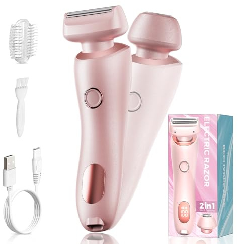 Electric Lady Razor for Women - 2-in-1 Wet & Dry Lady Face Shavers - Bikini Trimmer Women - Removable Heads, Painless Hair Trimming for Body Bikini Legs Underarms