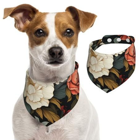 Hundehalstuch mit weißen und roten Blumen, für kleine, mittelgroße und große Hunde, Dreieckstuch für Mädchen oder Jungen
