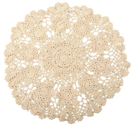 Tapete de mesa de flores de ganchillo hecho a mano único redondo de algodón para decoración casera