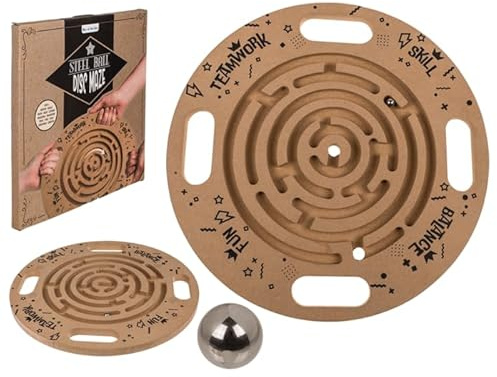 Holz-Geschicklichkeitsspiel, großes Kugellabyrinth - bis 4 Spieler - Labyrinth, Spiel zur Förderung der Koordination und Teamfähigkeit