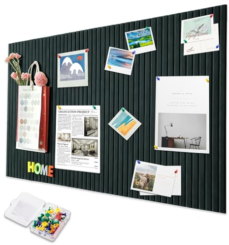 Pinnwand Filz Groß 40x60cm, Pinnwand Kinderzimmer Dekorative Pinnwand aus Filz 0.9cm Dick, Faltbar pin Board cork Board mit Selbstklebendem Klebeband, Büro Zuhause Wanddekoration(Tintgrün)