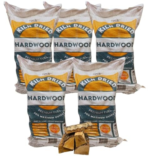 AMOS Kiln Dried Alder Hardwood Logs Boot Bag 60L – Ready to Burn Firewood for Open Fires, Log Burners, Fire Pits, Chimineas & Ovens – Premium Long Burning Low Smoke Logs (5 Bags - 300L)