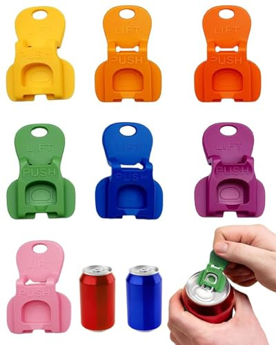 HUVZOR 7 Piezas Abrelatas Manual, Abrelatas de Cerveza Refrescos Portátil Abre Botes Tarros Abridor de Latas Fáciles de Usar Reutilizable Tapones Para Bebidas para Refrescos, Cerveza,Cola(Colorido)